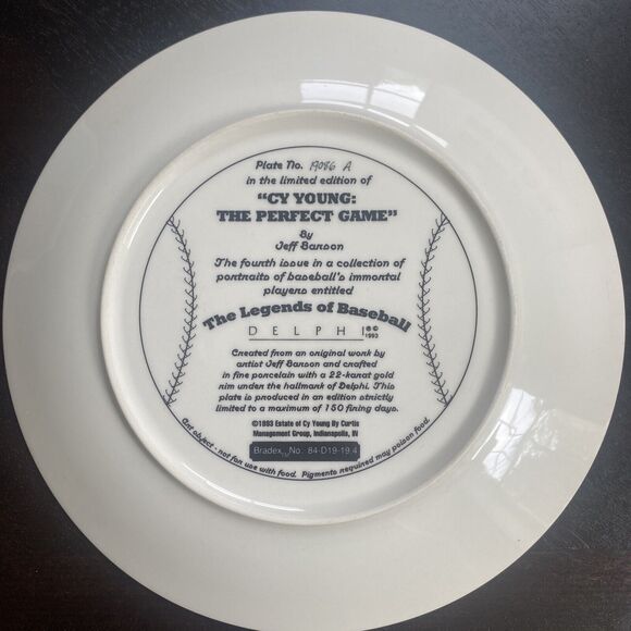 DELPHI CY YOUNG THE PERFECT GAME LARGE 8" PLATE BRADFORD EXCHANGE - Picture 2 of 7